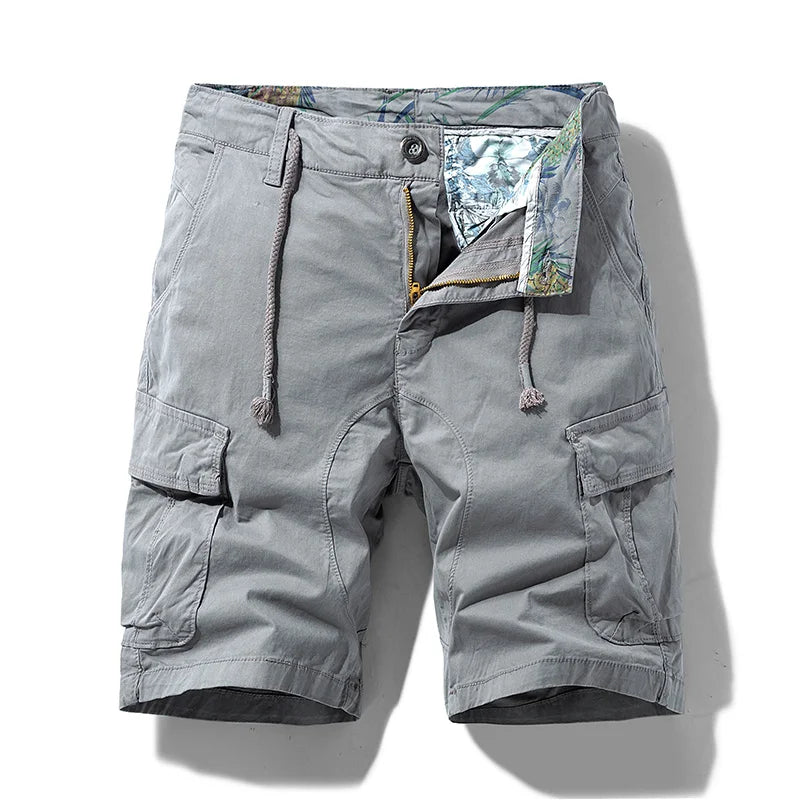 Summer Men Solid Cotton Cargo Shorts Man Casual Outdoor Beach Bermuda Short Pants Male Pockets Jogger Breathable Shorts Trousers