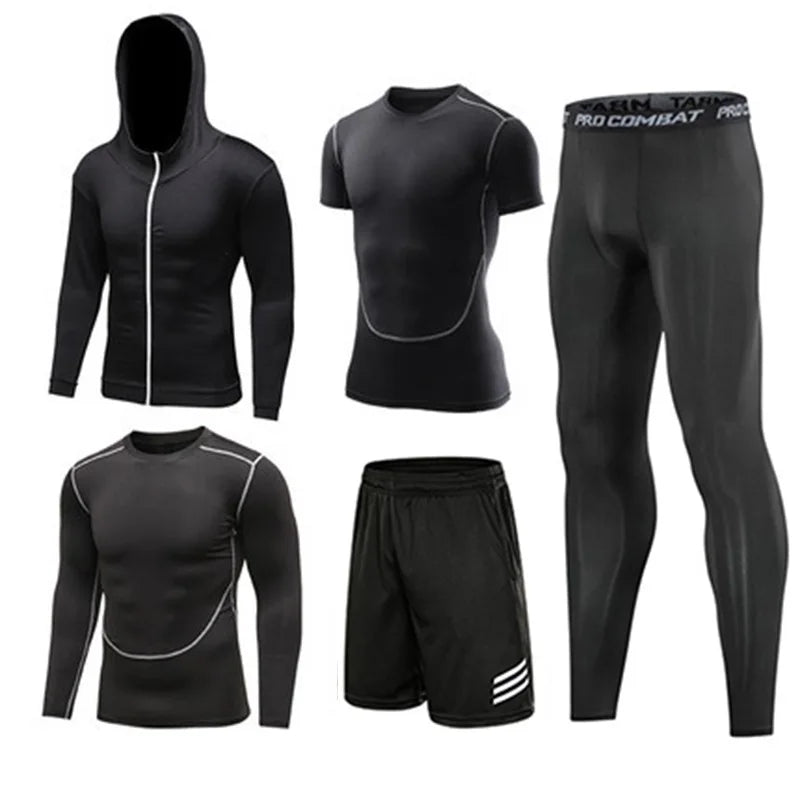 Sportswear Gym Fitness Tracksuit Men's Running Sets Compression Basketball Underwear Tights Jogging Sports Suits Clothes Dry Fi