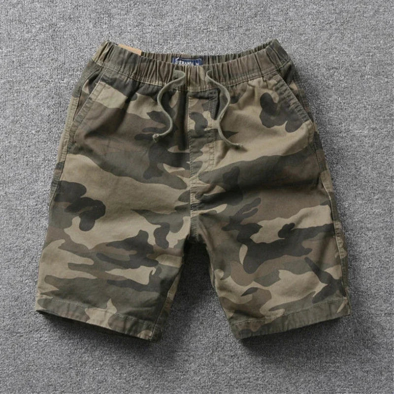 Men's Cargo Shorts Camo Camouflage with Draw String Male Short Pants Black Big and Tall Strech Clothing Comfortable Casual Homme