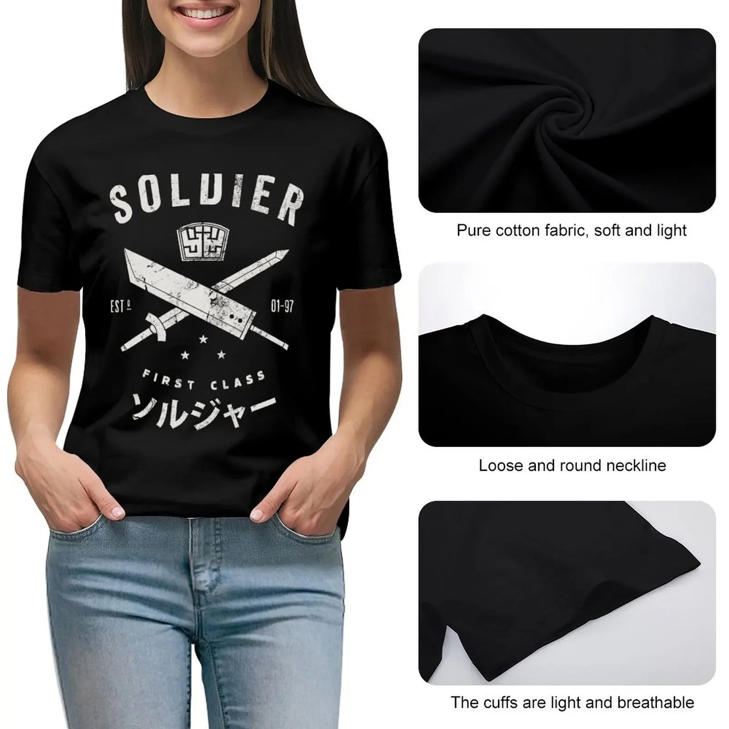 SOLDIER T-Shirt Short sleeve tee Female clothing t-shirt dress for Women graphic