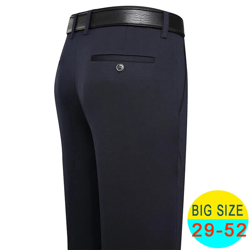 Big Size Business Casual Pants Men Black Formal Trousers Spring Summer Golf Stretch Suit Pants Office Dress Pants Classic Navy