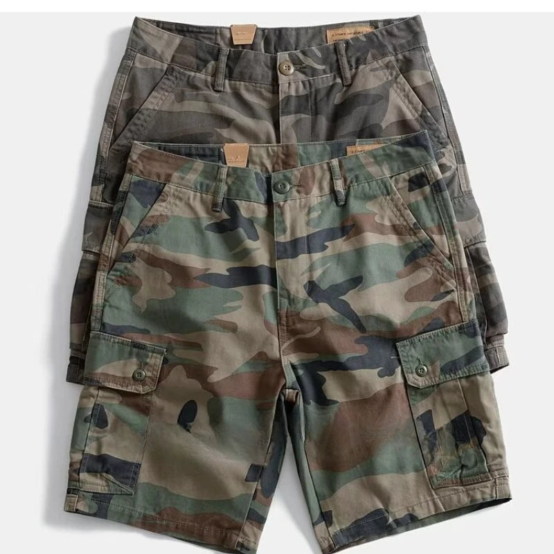 Mens Tooling Shorts Cotton Multiple Pockets Camouflage Tactical Middle Pants Wear-resistant Outdoor Hunting Quarter Pants Summer