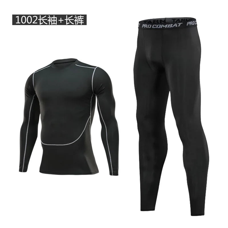 Sportswear Gym Fitness Tracksuit Men's Running Sets Compression Basketball Underwear Tights Jogging Sports Suits Clothes Dry Fi