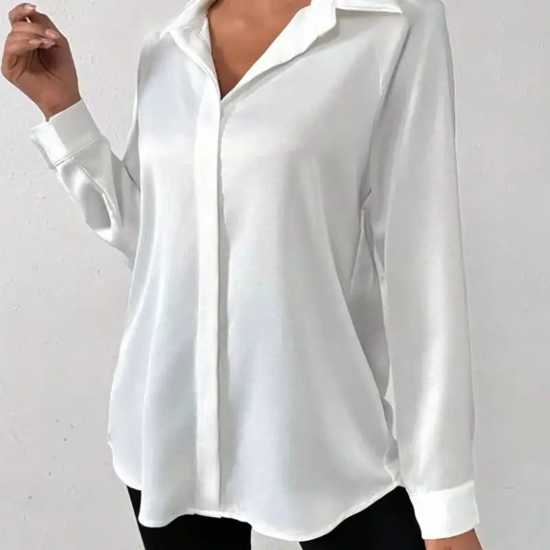 Women's Long Sleeve Silk-like Shirt European American Style Cross-border Clothing High-quality Fashionable Ladies Blouse