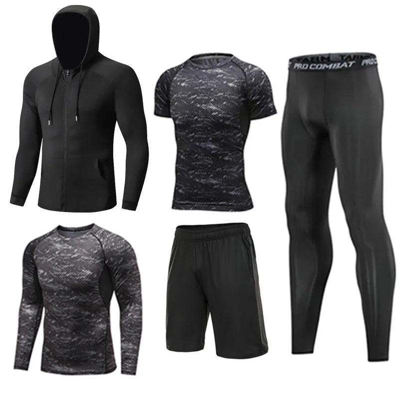 Sportswear Gym Fitness Tracksuit Men's Running Sets Compression Basketball Underwear Tights Jogging Sports Suits Clothes Dry Fi